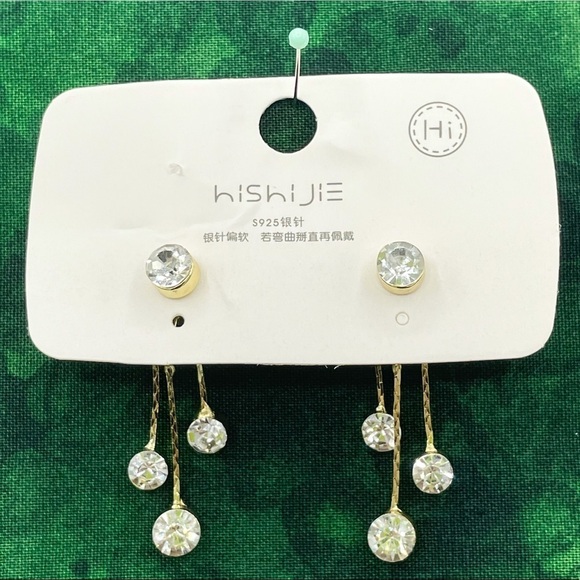 Rhinestone dangle back earrings - Picture 3 of 3